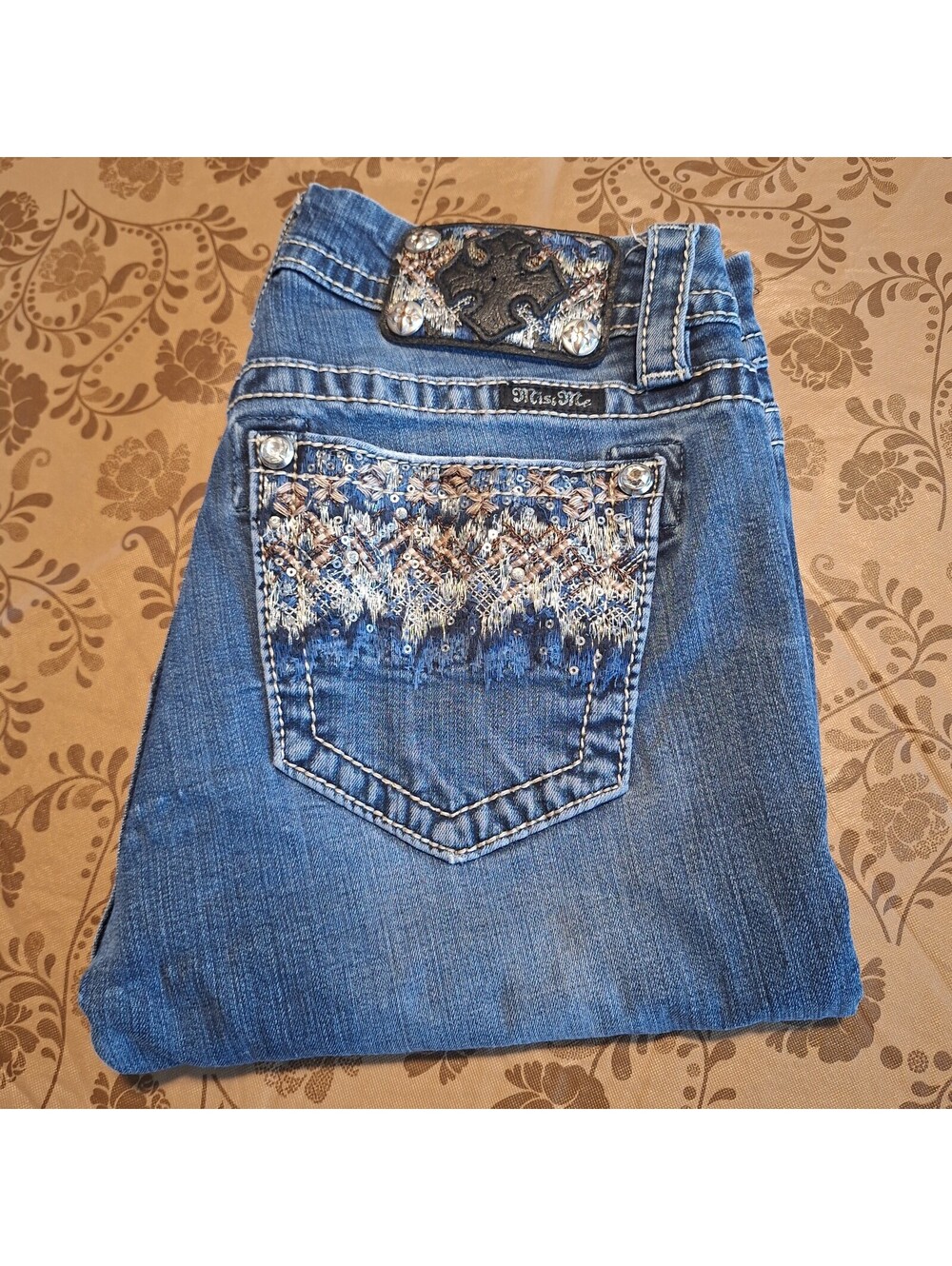 Miss Me Jeans Womens Sz 26 Blue Medium Wash Mid Rise Skinny Stretch Denim